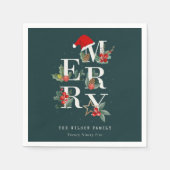 Elegant Red Green White Frohe Weihnachtsfoliage Serviette (Vorderseite)