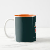 Elegant Red Green White Frohe Weihnachtsfoliage Zweifarbige Tasse (Links)