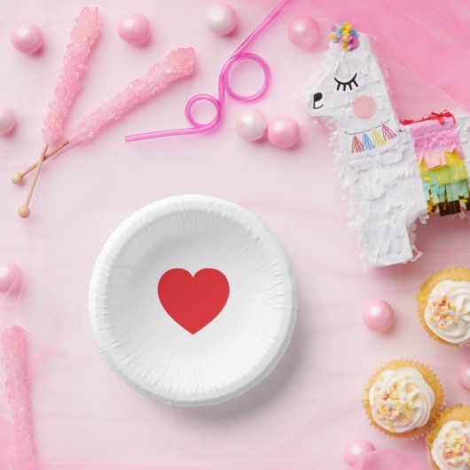 Elegant Red Heart 9 Inch Personalized Paper Bowl Pappteller (Party)