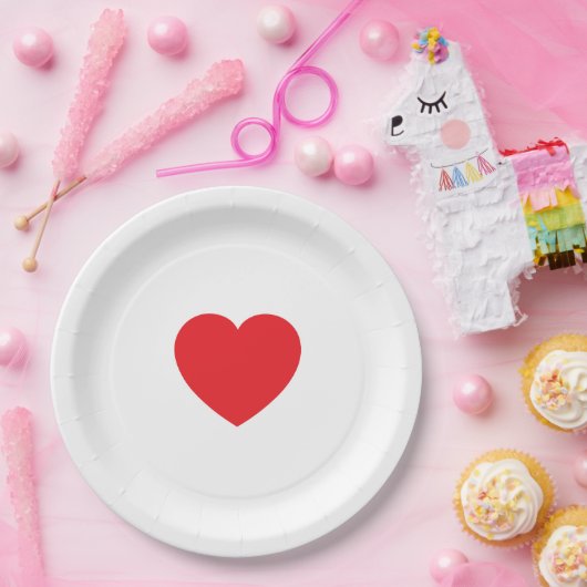 Elegant Red Heart 9 Inch Personalized Paper Plate Pappteller (Party)
