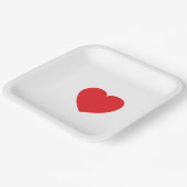 Elegant Red Heart 9" Sqr Personalized Paper Plate Pappteller (Gewinkelt)