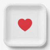 Elegant Red Heart 9" Sqr Personalized Paper Plate Pappteller (Vorderseite)