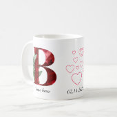 Elegant Red Heart Floral Letter B Initial Coffee  Kaffeetasse (Vorderseite Links)