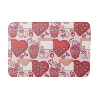 Elegant Red Heart Love Theme Valentine’s Day Gift Badematte