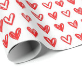 Elegant Red Heart Sketch Wrapping Paper - Perfect  Geschenkpapier (Rolleneckpunkt)