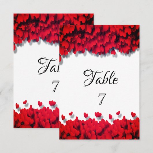 Elegant Red Hearts Einladung (Vorne/Hinten)