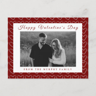 Elegant Red Hearts Happy Valentine's Day 1 Photo  Feiertagspostkarte