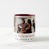 Elegant Red Hearts Happy Valentine's Day 3 Photo Zweifarbige Tasse (Mittel)