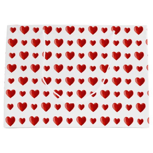 Elegant Red Hearts on White Große Geschenktüte (Vorderseite)