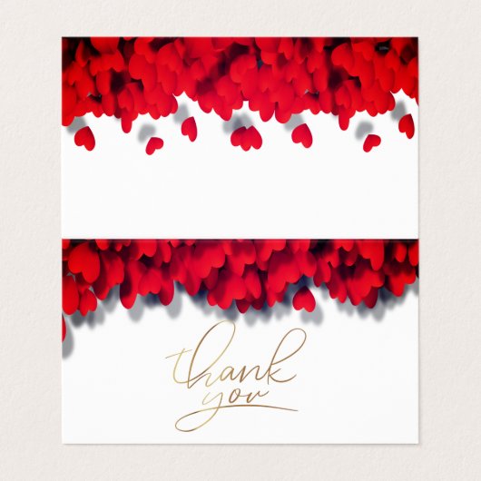 Elegant Red Hearts Visitenkarten (Außenseite Aufgefaltet)