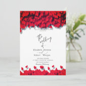 Elegant Red Hearts Wedding Einladung (Stehend Vorderseite)