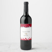 Elegant Red Hearts Weinetikett (Vorderseite)