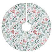 Elegant Red Holly Berries Polyester Weihnachtsbaumdecke (Vorderseite)