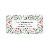 Elegant Red Holly Berry Greenery Rücksendeadresse Adressaufkleber (Vorne)