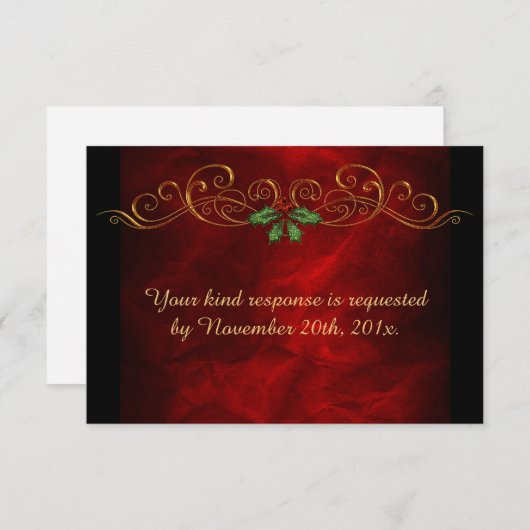 Elegant Red Holly Christmas RSVP (Vorne/Hinten)