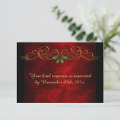 Elegant Red Holly Christmas RSVP Karte (Stehend Vorderseite)