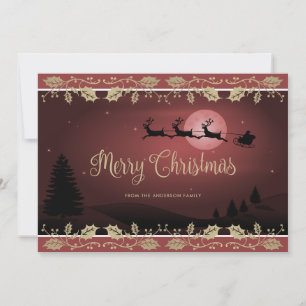 Elegant Red Holly Reindeer Weihnachten