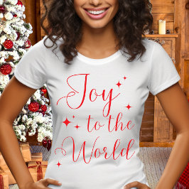 Elegant Red Joy to The World Frohe Weihnachten T-Shirt