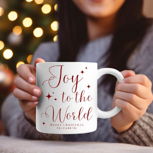 Elegant Red Joy to The World Frohe Weihnachten Tasse