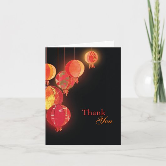 Elegant Red Lanterns Wedding Vielen Dank Dankeskarte (Vorderseite)