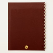 Elegant Red Leather & Gold Monogram Initial Planer (Rückseite)