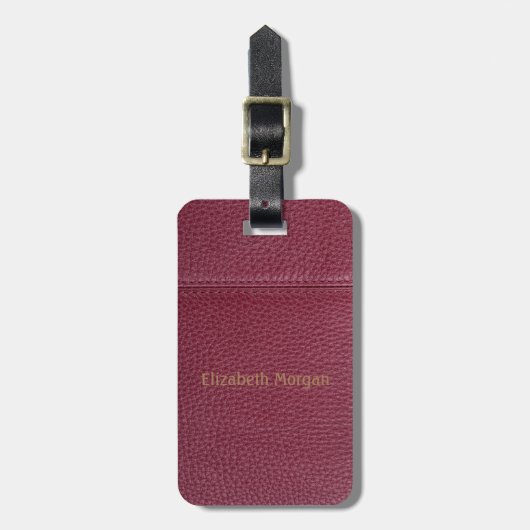 Elegant Red Leather Look Gepäckanhänger (Vorderseite vertikal)