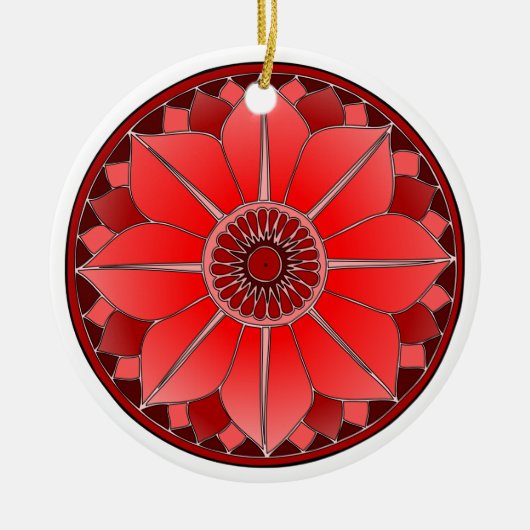 elegant Red Mandala Keramikornament (Vorne)
