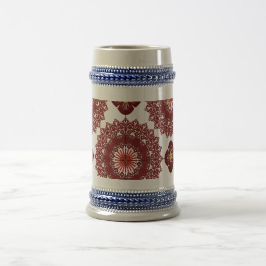 Elegant Red Mandala Pattern Beer Stein – Artistic Bierglas (Mittel)
