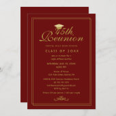 Elegant Red Maroon Gold 45. Class Wiedersehen Einladung (Vorne/Hinten)