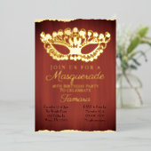 Elegant Red Masquerade Folieneinladung (Stehend vorne)