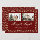 Elegant Red Merry and Bright 2 Foto Weihnachten (Vorne/Hinten)