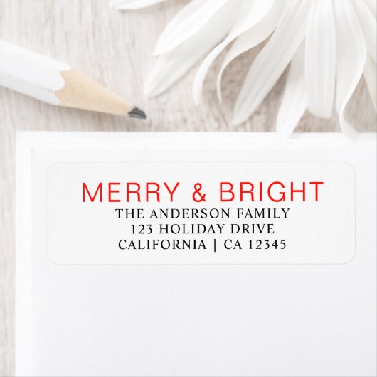 Elegant Red Merry Bright Christmas Return Address (Insitu)