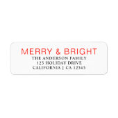 Elegant Red Merry Bright Weihnachts-Rücksendeadres (Vorne)