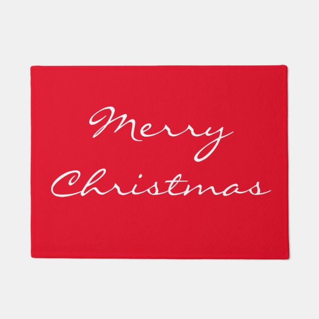 Elegant Red Merry Christmas Doormat Fußmatte (Vorderseite)