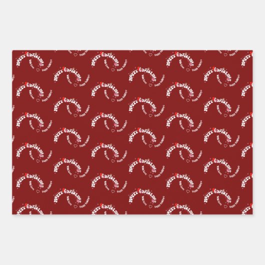 Elegant Red Merry Christmas Graffiti Ingwer House Geschenkpapier Set (Vorderseite 2)