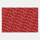 Elegant Red Merry Christmas Happy Holidays Script Geschenkpapier Set (Vorderseite 3)