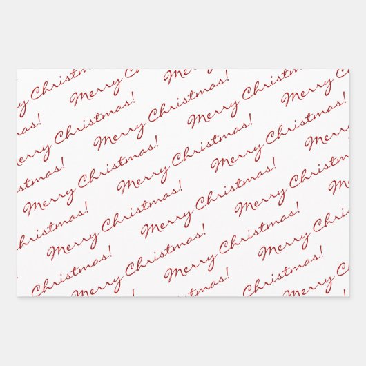 Elegant Red Merry Christmas Happy Holidays Script Geschenkpapier Set (Vorderseite)