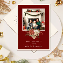 Elegant Red Merry Christmas Poinsettia Foto