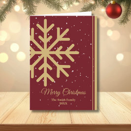 Elegant Red Merry Christmas Snowflake Folded Feiertagskarte