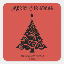 Elegant Red Merry Christmas Tree Weihnachtsgeschen