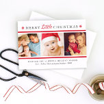 Elegant Red Merry Little Christmas Foto Collage Feiertagskarte<br><div class="desc">Diese elegante und moderne Urlaubsfotokarte bietet "Merry Little Christmas" in dunkelgrauem klassischem Text mit rotem Schriftzeichen-Akzent. Enthält drei quadratische Foto, einen benutzerdefinierten Gruß und Platz, um Familiennamen zu enthalten. Rote Schneeflocken beleuchten den vorderen Titel und ein komplementäres Weiß auf rotem Winterschneeflockenmuster zieht sich auf der Kartenrückseite an. Dieses Design ist...</div>