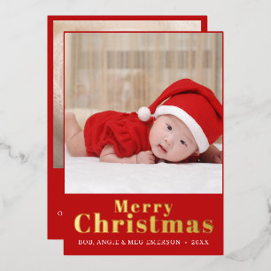 Elegant Red Merry Little Christmas Foto Collage Folieneinladung