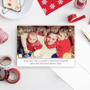 Elegant Red Merry Little Christmas Foto Feiertagskarte