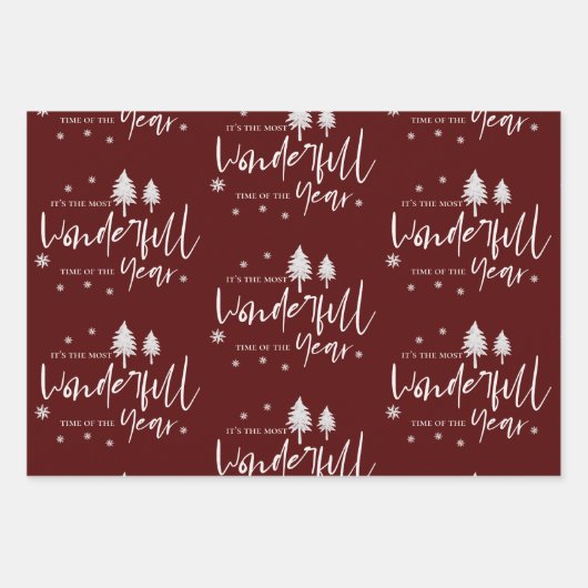 Elegant Red Merry Weihnachtsgeschenk Geschenkpapier Set (Vorderseite 3)