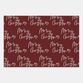 Elegant Red Merry Weihnachtsgeschenk Geschenkpapier Set (Vorderseite)