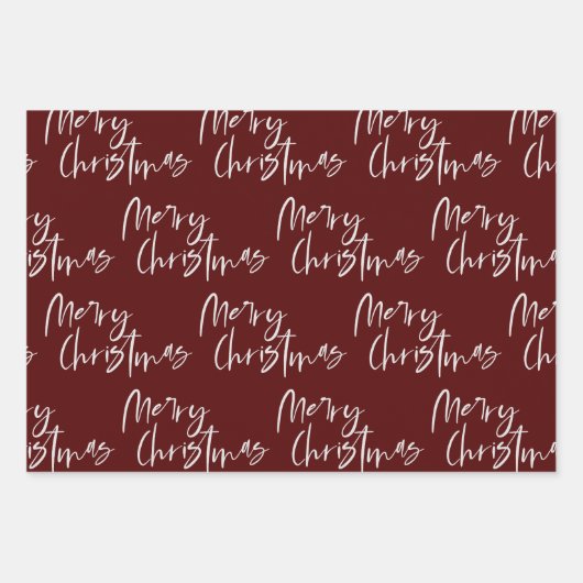 Elegant Red Merry Weihnachtsgeschenk Geschenkpapier Set (Vorderseite)