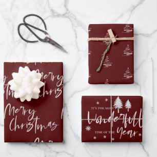 Elegant Red Merry Weihnachtsgeschenk Geschenkpapier Set