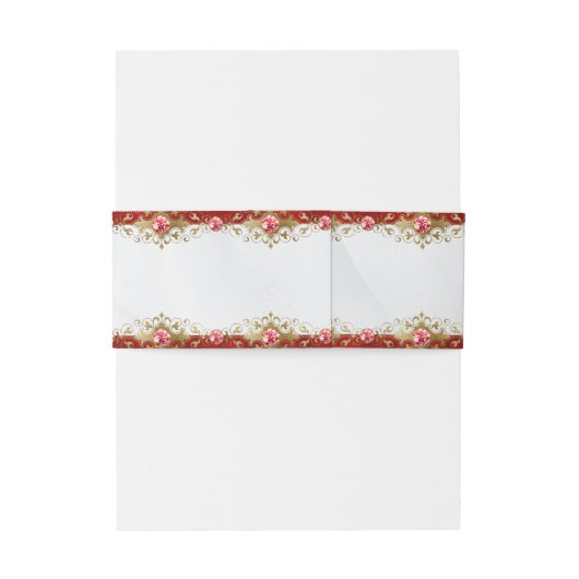 Elegant Red Metallic Monogram Script Wedding Einladungsbanderole (Rückseitenbeispiel)