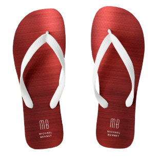 Elegant Red Monogram Badesandalen