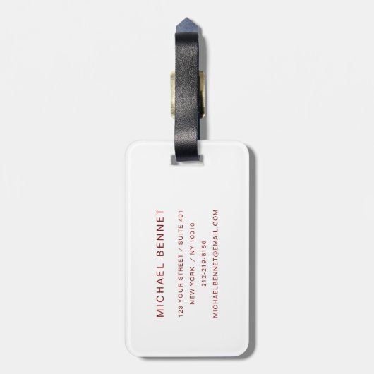 Elegant Red Monogram Gepäckanhänger (Rückseite vertikal)